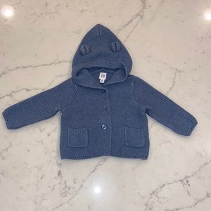 EUC Gap Baby Boy’s Blue Bear Hooded Cardigan (6-12m)